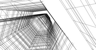 Arkaplanda mimari bina 3d illüstrasyon