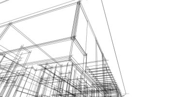 Mimari sanat konseptinde soyut çizgiler, minimum geometrik şekiller. 