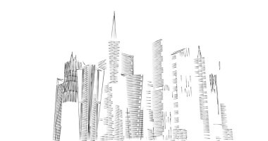 Arkaplanda mimari bina 3d illüstrasyon