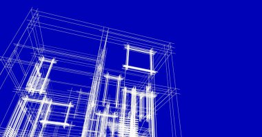 Mimari sanat konseptinde soyut çizgiler, minimum geometrik şekiller. 