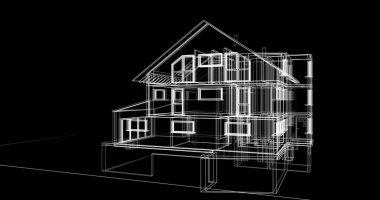 Arkaplanda mimari bina 3d illüstrasyon