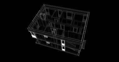 Arkaplanda mimari bina 3d illüstrasyon