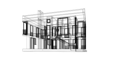 Arkaplanda mimari bina 3d illüstrasyon