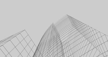 Mimari sanat konseptinde soyut çizgiler, minimum geometrik şekiller. 