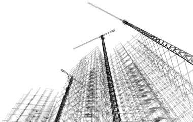 Mimari sanat konseptinde soyut çizgiler, minimum geometrik şekiller. 