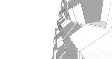 Mimari sanat konseptinde soyut çizgiler, minimum geometrik şekiller. 