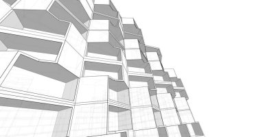 Mimari sanat konseptinde soyut çizgiler, minimum geometrik şekiller. 