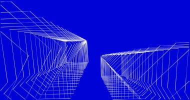 Mimari sanat konseptinde soyut çizgiler, minimum geometrik şekiller. 