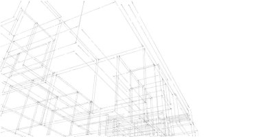 Arkaplanda mimari bina 3d illüstrasyon