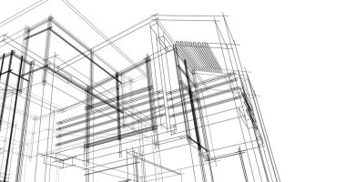 Mimari sanat konseptinde soyut çizgiler, minimum geometrik şekiller. 
