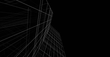 Mimari sanat konseptinde soyut çizgiler, minimum geometrik şekiller. 