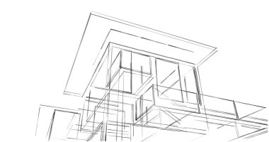 Mimari sanat konseptinde soyut çizgiler, minimum geometrik şekiller. 