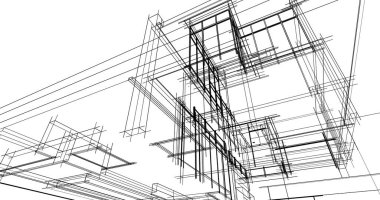 Arkaplanda mimari bina 3d illüstrasyon