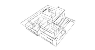 Mimari sanat konseptinde soyut çizgiler, minimum geometrik şekiller. 