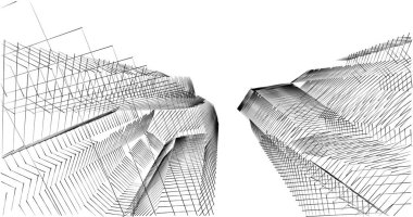 Mimari sanat konseptinde soyut çizgiler, minimum geometrik şekiller. 