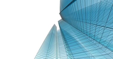 Arkaplanda mimari bina 3d illüstrasyon