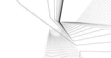 Mimari sanat konseptinde soyut çizgiler, minimum geometrik şekiller. 