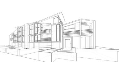 Mimari sanat konseptinde soyut çizgiler, minimum geometrik şekiller. 