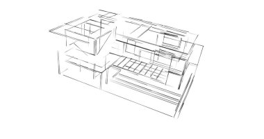 Mimari sanat konseptinde soyut çizgiler, minimum geometrik şekiller. 