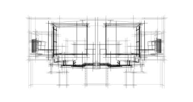 Mimari sanat konseptinde soyut çizgiler, minimum geometrik şekiller. 