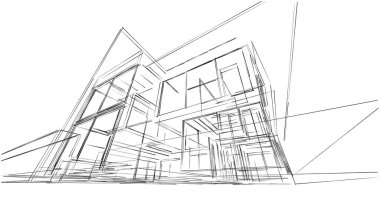 Mimari sanat konseptinde soyut çizgiler, minimum geometrik şekiller. 