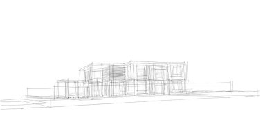 Mimari sanat konseptinde soyut çizgiler, minimum geometrik şekiller. 