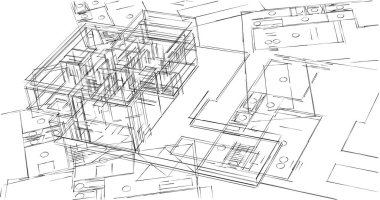 Mimari sanat konseptinde soyut çizgiler, minimum geometrik şekiller. 