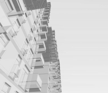 Mimari sanat konseptinde soyut çizgiler, minimum geometrik şekiller. 