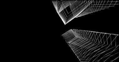 Mimari sanat konseptinde soyut çizgiler, minimum geometrik şekiller. 