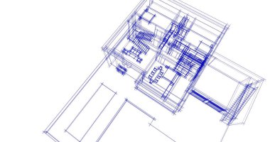 Mimari sanat konseptinde soyut çizgiler, minimum geometrik şekiller. 