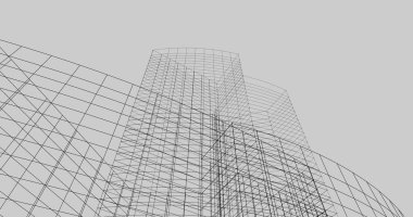 Mimari sanat konseptinde soyut çizgiler, minimum geometrik şekiller. 