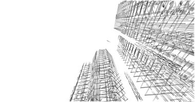 Mimari sanat konseptinde soyut çizgiler, minimum geometrik şekiller. 