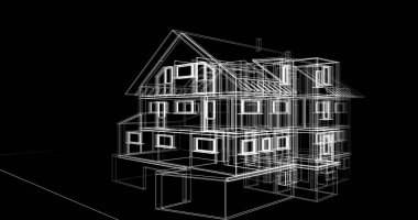 Arkaplanda mimari bina 3d illüstrasyon