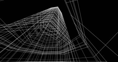 Mimari sanat konseptinde soyut çizgiler, minimum geometrik şekiller. 
