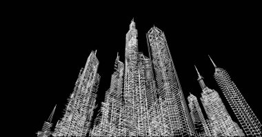 Mimari sanat konseptinde soyut çizgiler, minimum geometrik şekiller. 