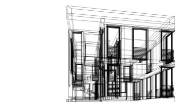 Arkaplanda mimari bina 3d illüstrasyon