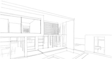 Mimari sanat konseptinde soyut çizgiler, minimum geometrik şekiller. 