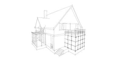 Mimari sanat konseptinde soyut çizgiler, minimum geometrik şekiller. 
