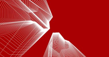 Mimari sanat konseptinde soyut çizgiler, minimum geometrik şekiller. 