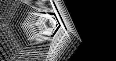 Arkaplanda mimari bina 3d illüstrasyon