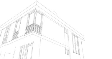 Arkaplanda mimari bina 3d illüstrasyon