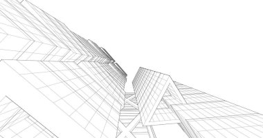 Arkaplanda mimari bina 3d illüstrasyon