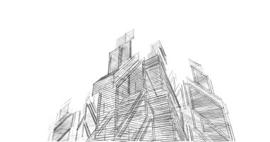 Mimari sanat konseptinde soyut çizgiler, minimum geometrik şekiller. 