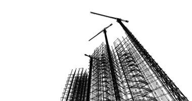 Mimari sanat konseptinde soyut çizgiler, minimum geometrik şekiller. 