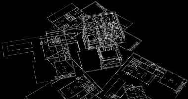 Mimari sanat konseptinde soyut çizgiler, minimum geometrik şekiller. 