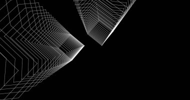 Mimari sanat konseptinde soyut çizgiler, minimum geometrik şekiller. 