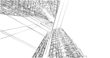 Mimari sanat konseptinde soyut çizgiler, minimum geometrik şekiller. 