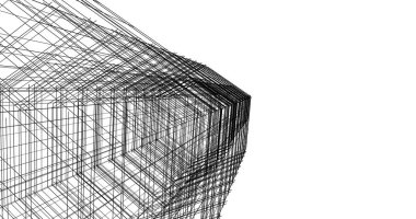 Arkaplanda mimari bina 3d illüstrasyon