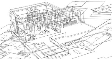 Mimari sanat konseptinde soyut çizgiler, minimum geometrik şekiller. 