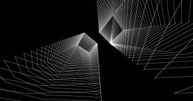 Mimari sanat konseptinde soyut çizgiler, minimum geometrik şekiller. 